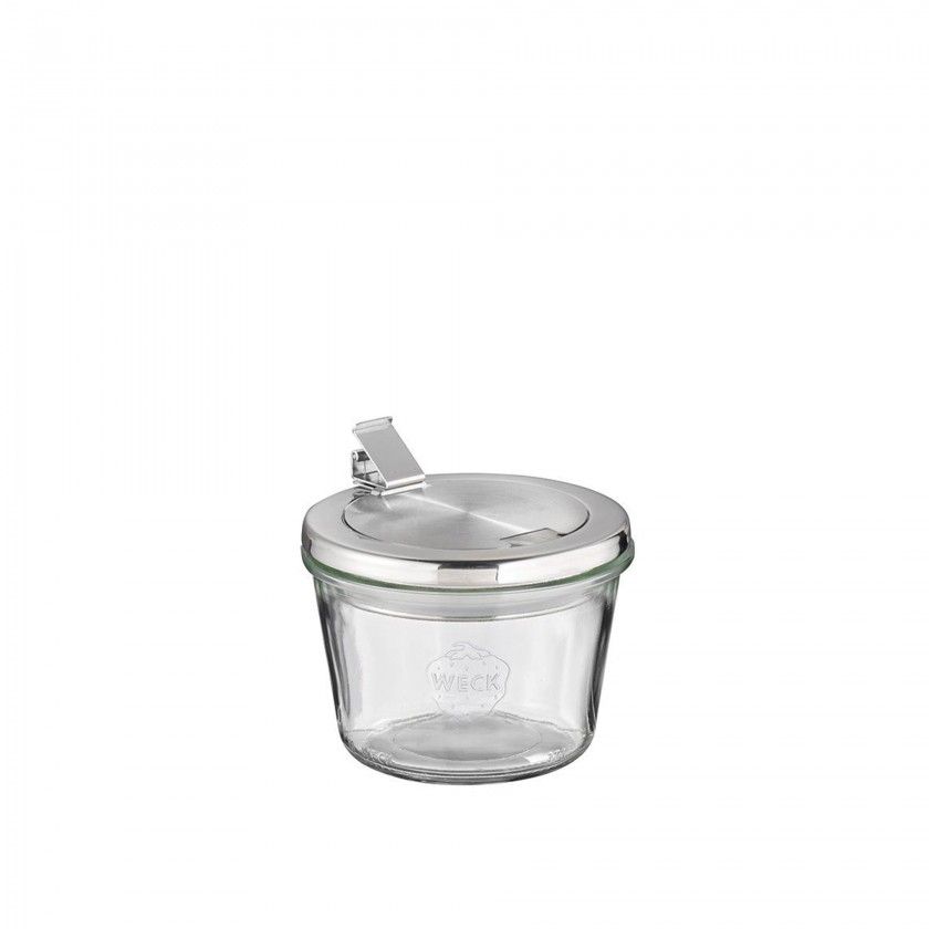 Copo Vidro com Tampa Inox 370ml 11X7.5cm Pack 2