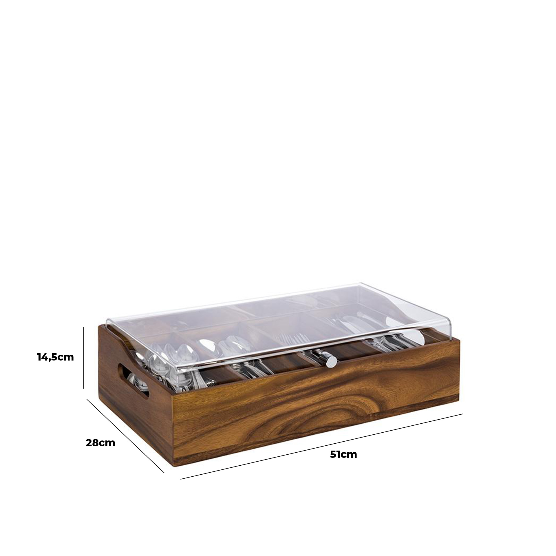 Caixa para Talheres Madeira com Tampa 51X28X14.5cm