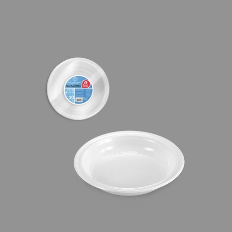 Prato Plástico Reutilizável Fundo Branco 20.5cm Pack 10 - Image product