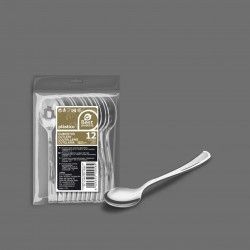 Colher Plstico Reutilizvel Prata 13cm Pack 12