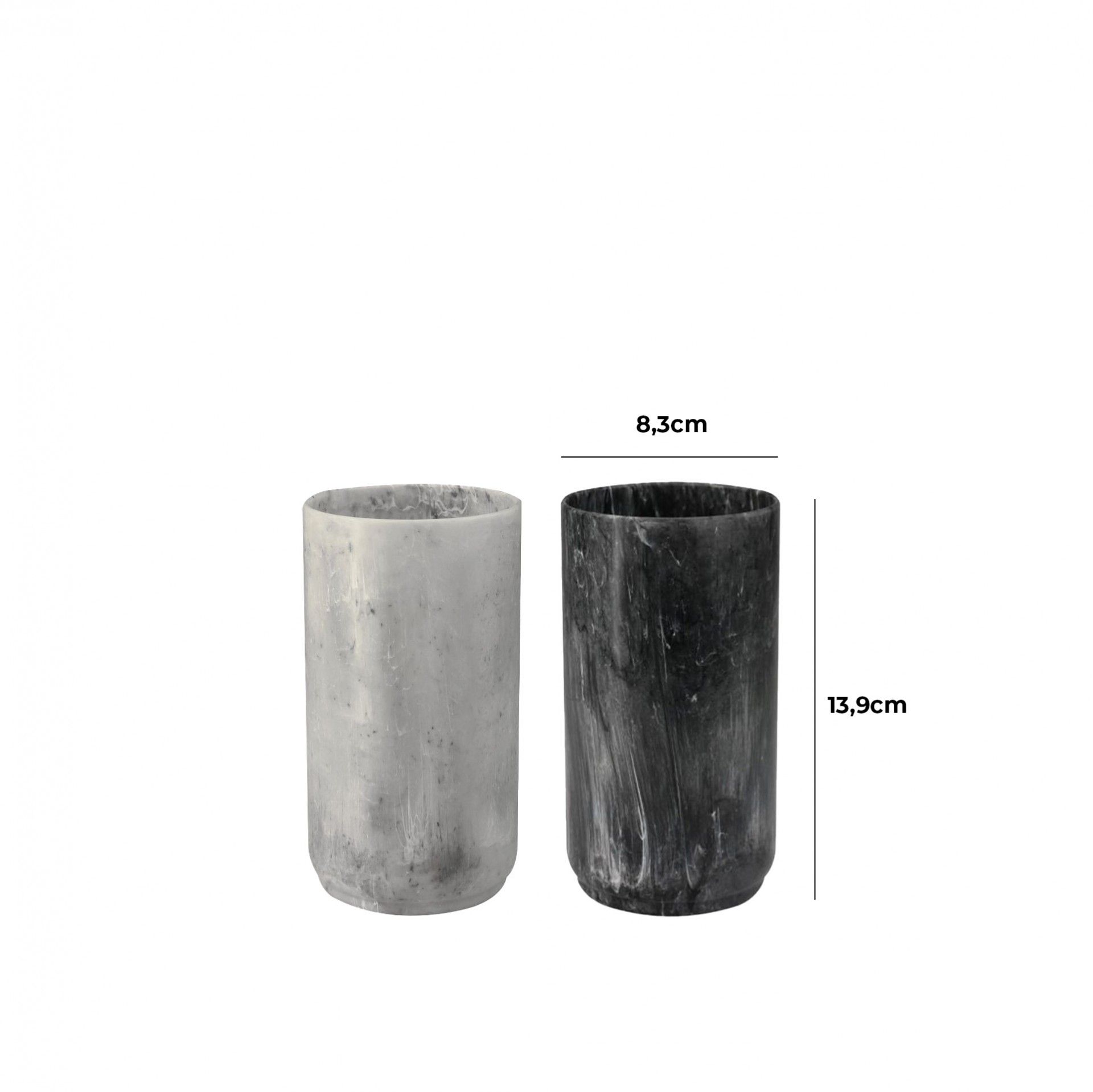 Copo Porta Escovas Polipropileno Stone Redondo 7.5X13.9cm