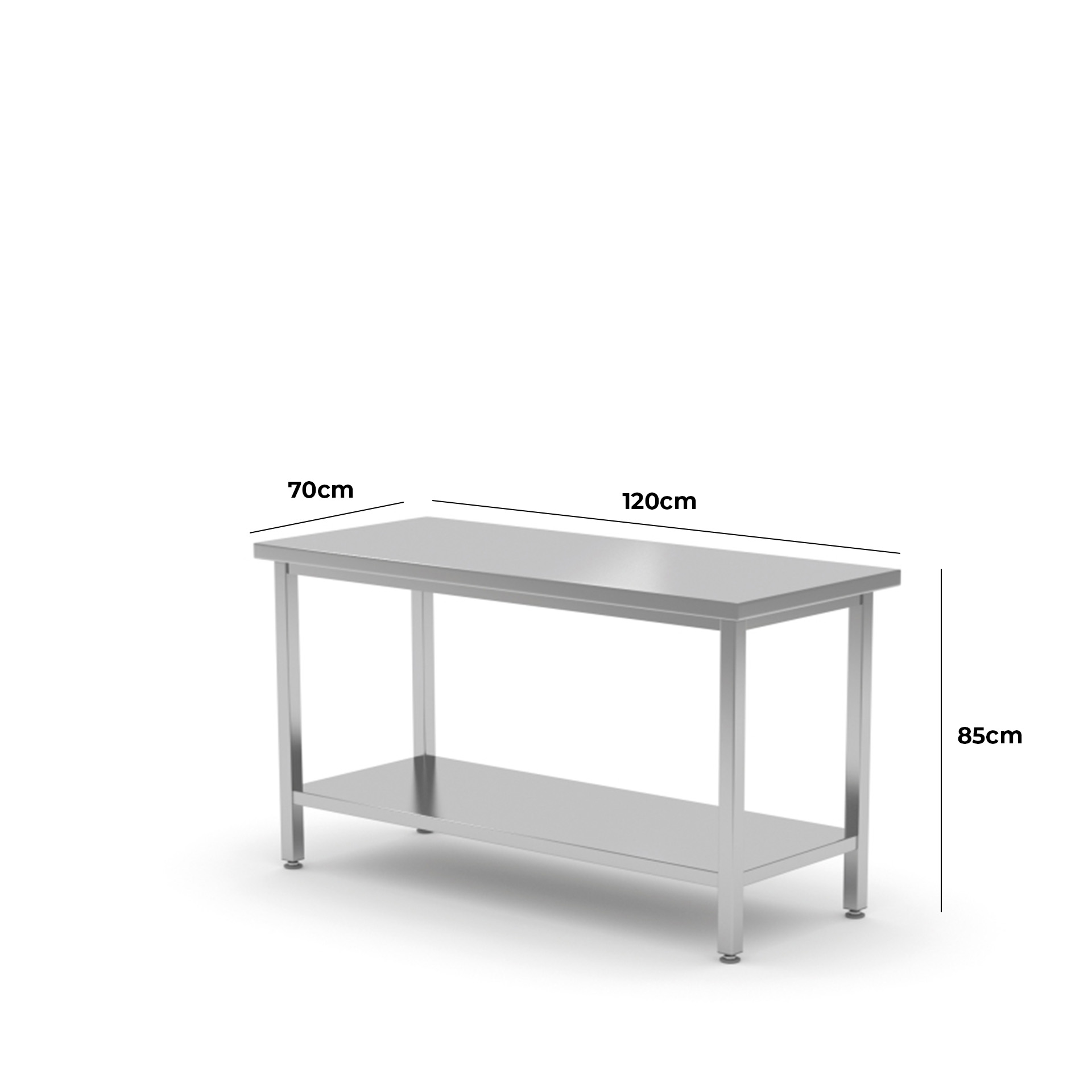 Mesa de Trabalho Aço Inoxidável Prateado