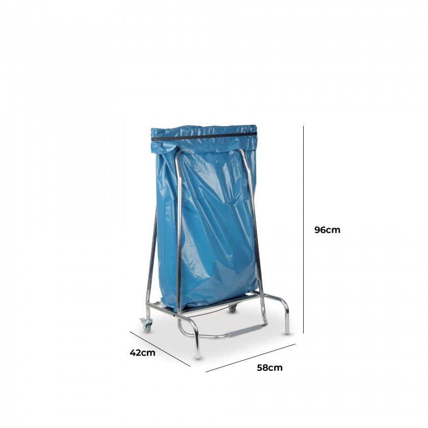 Suporte Saco Lixo Inox com Rodas e Travões Prateado 42X58X96cm Suporte Saco Lixo Inox com Rodas e Travões Prateado 42X58X96cm