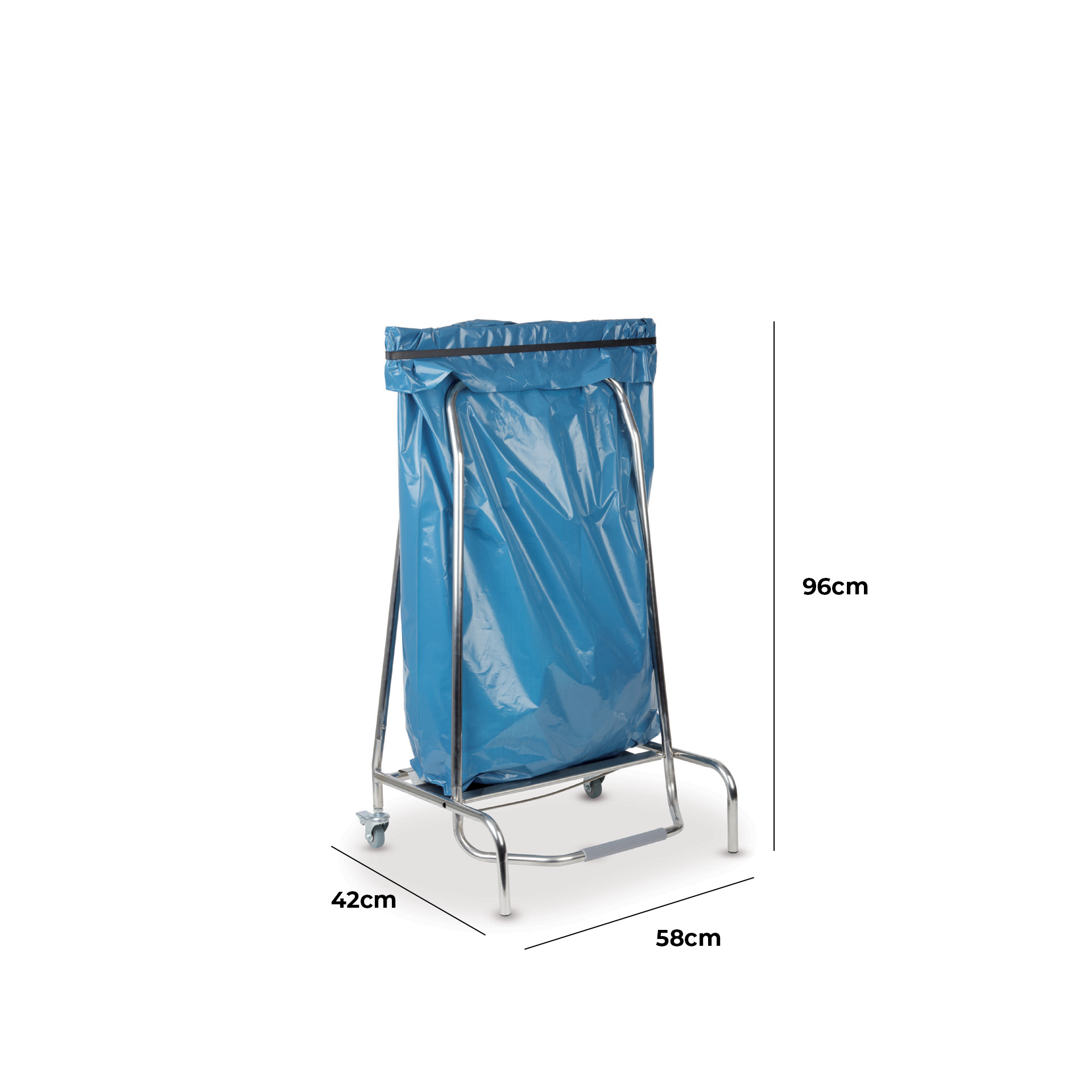 Suporte Saco Lixo Inox com Rodas e Travões Prateado 42X58X96cm