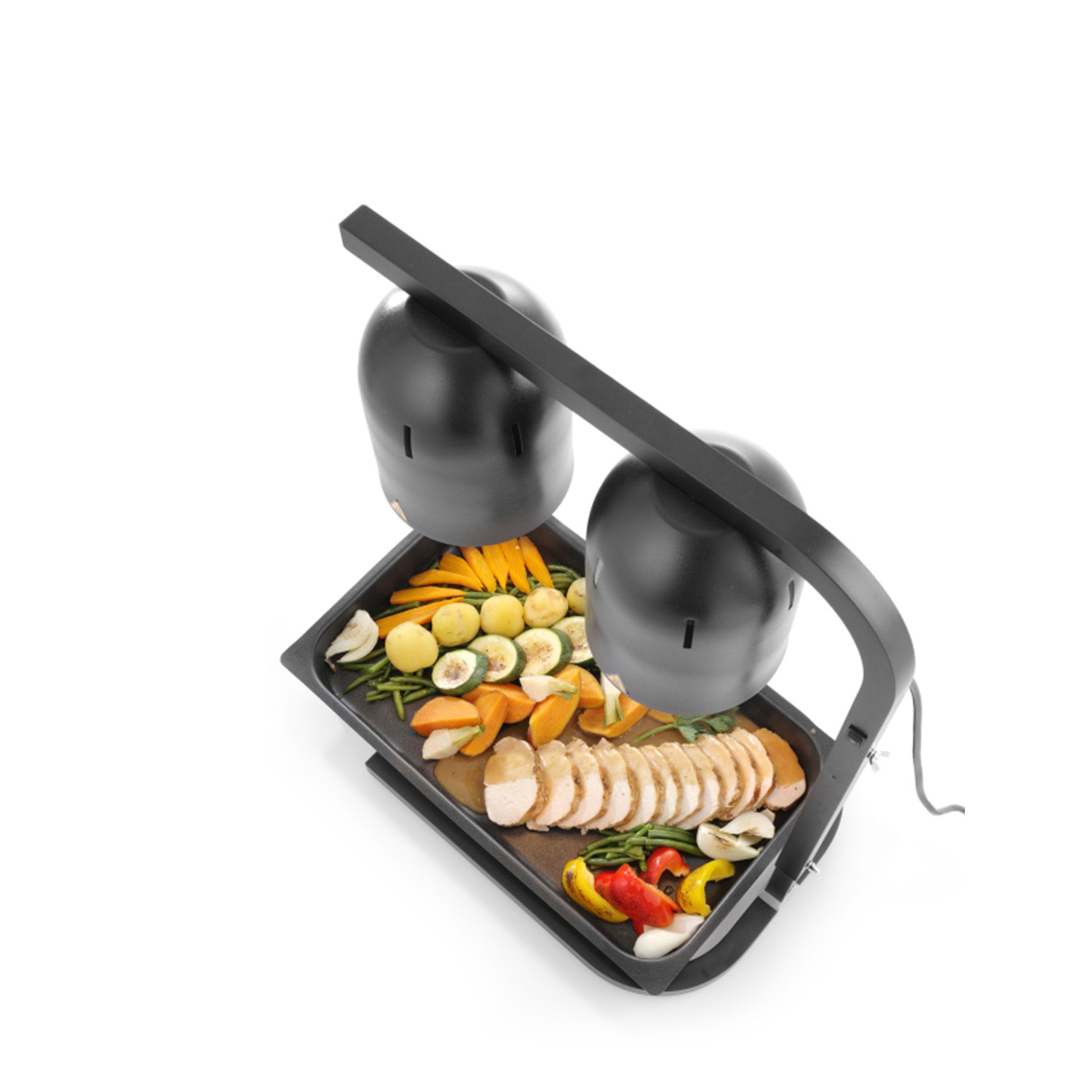 Suporte 2 Lâmpadas Aquecimento Alimentos Preto 500W 45.3X36X79cm