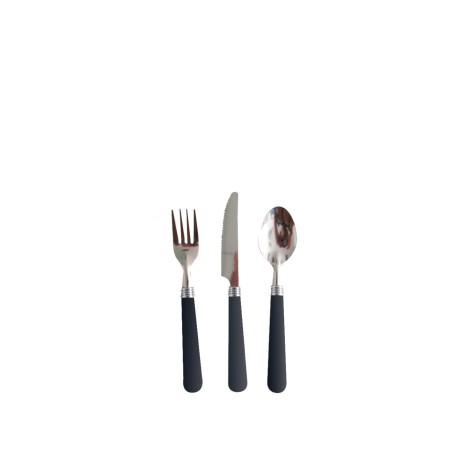 Conjunto Faca / Garfo / Colher Inox Preto - Image product