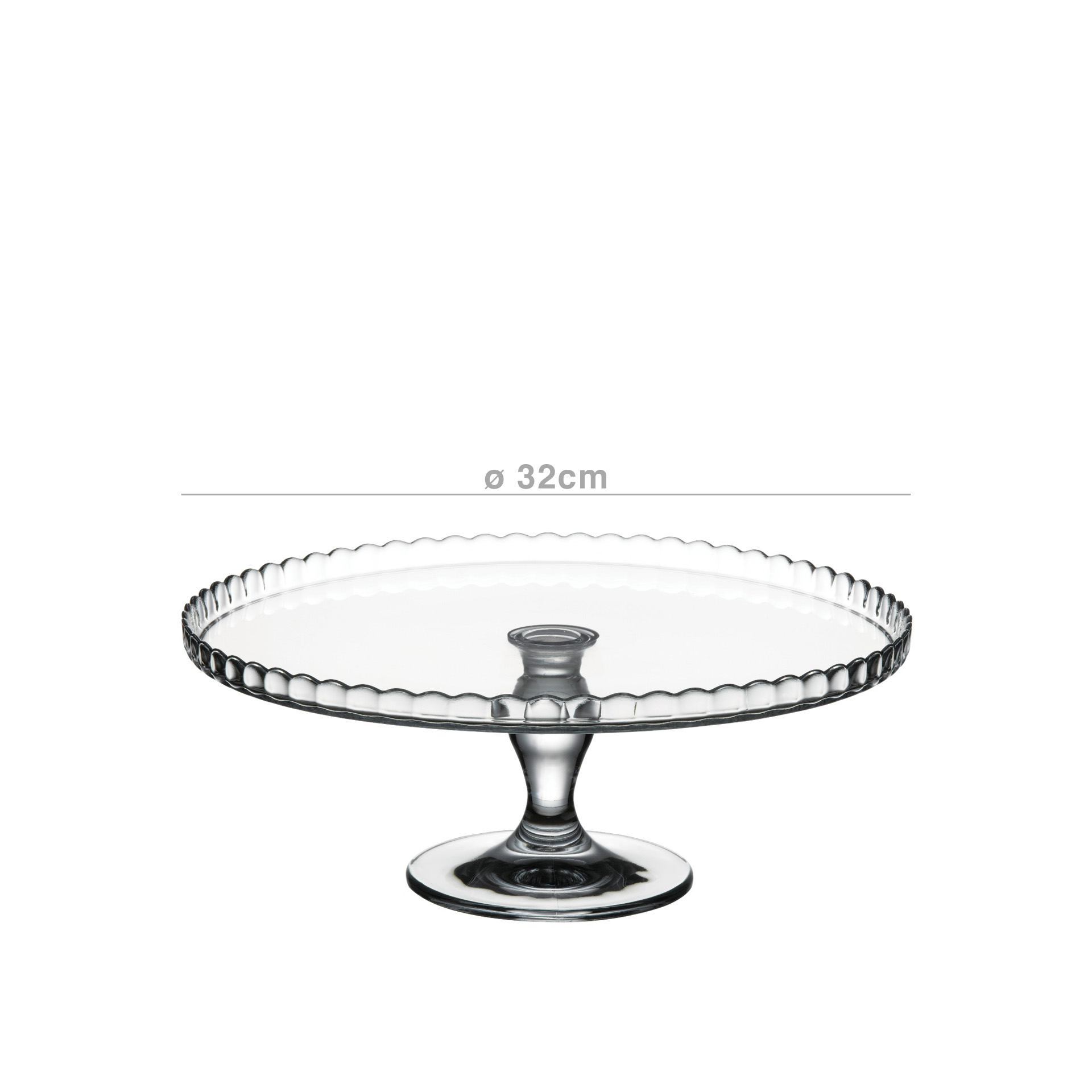 Prato Vidro Pâtisserie para Bolo com Pé 32X15cm