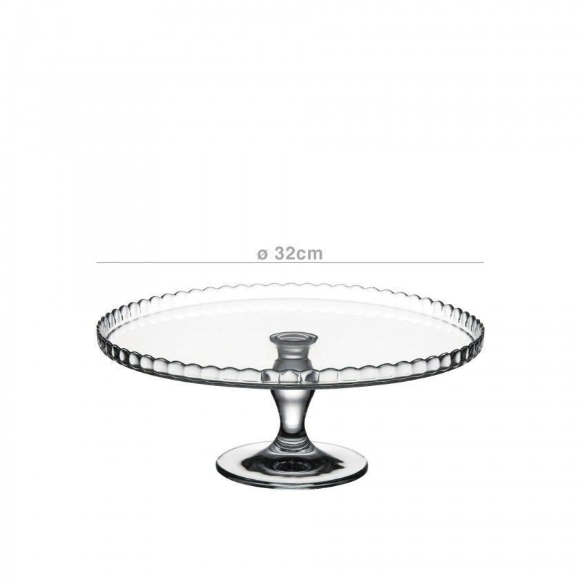 Prato Vidro Pâtisserie para Bolo com Pé 32X15cm Prato Vidro Pâtisserie para Bolo com Pé 32X15cm