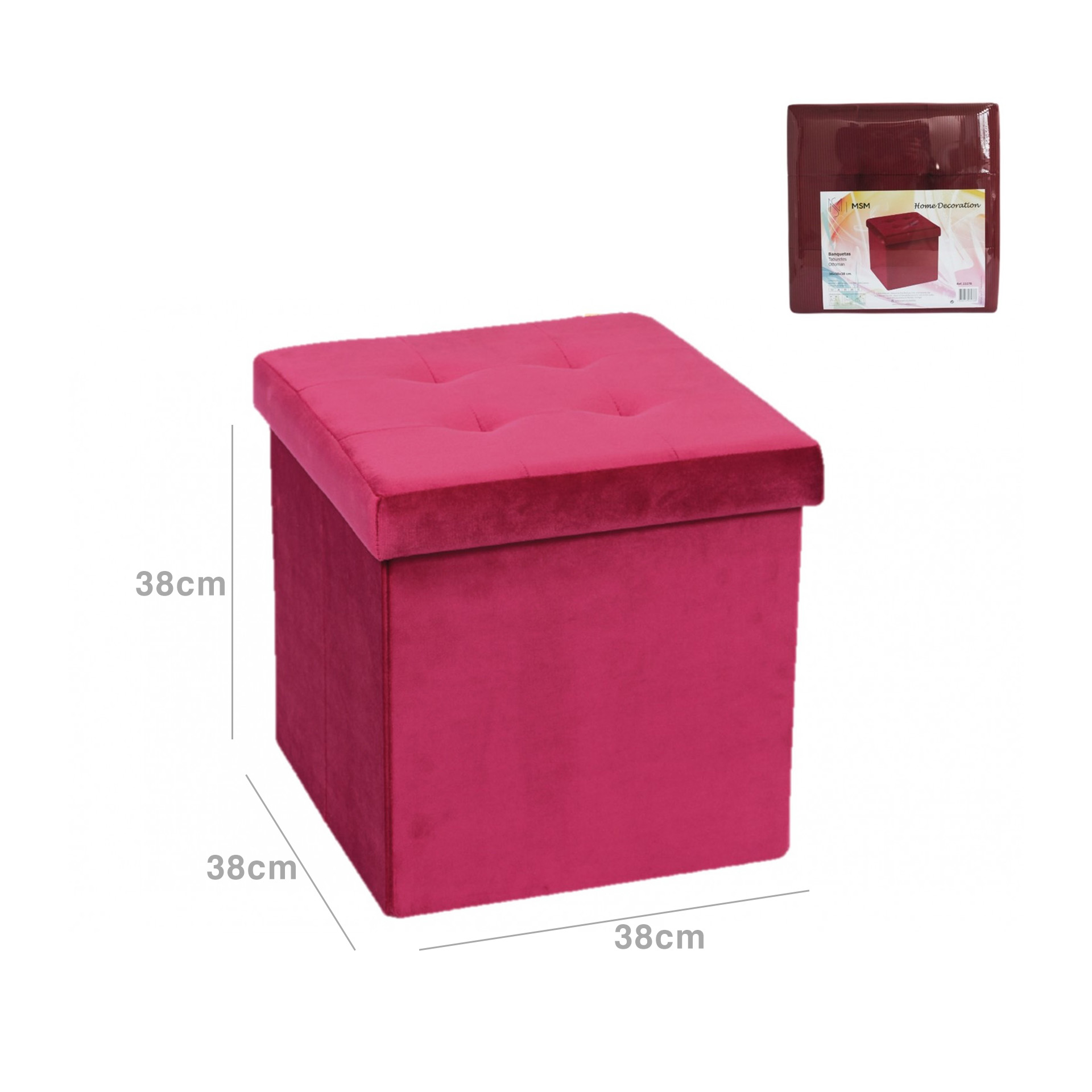 Banqueta Veludo Quadrado 38X38X38CM