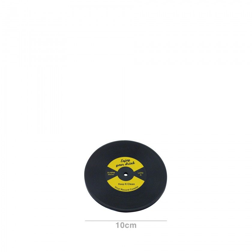 Base Copo Disco Lp Borracha 10cm Pack 12 Amarelo