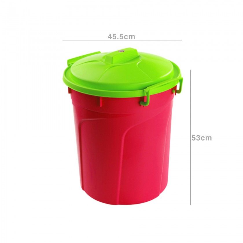 Balde Lixo com Tampa e Fecho Duplo Plástico Multicor 50l 45.5X53cm Balde Lixo com Tampa e Fecho Duplo Plástico Multicor 50l 45.5X53cm