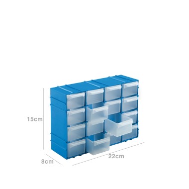Caixa Ferramentas 16 Gavetas Pl�stico 22X8X15cm Azul