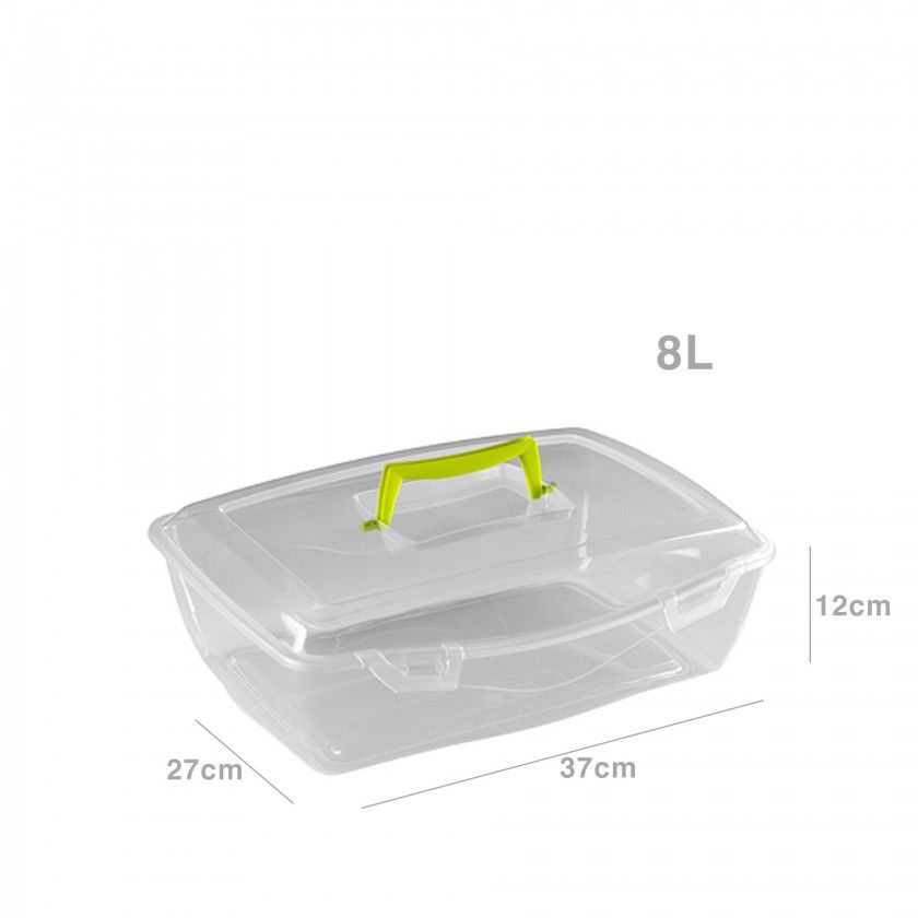 Caixa Arrumos com Asa Plástico Incolor 8l 37X27X12cm Caixa Arrumos com Asa Plástico Incolor 8l 37X27X12cm