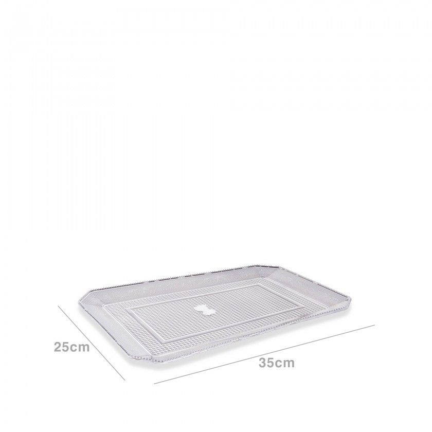 Bandeja Plstico Luxe Retangular Incolor 35X25X1.8cm