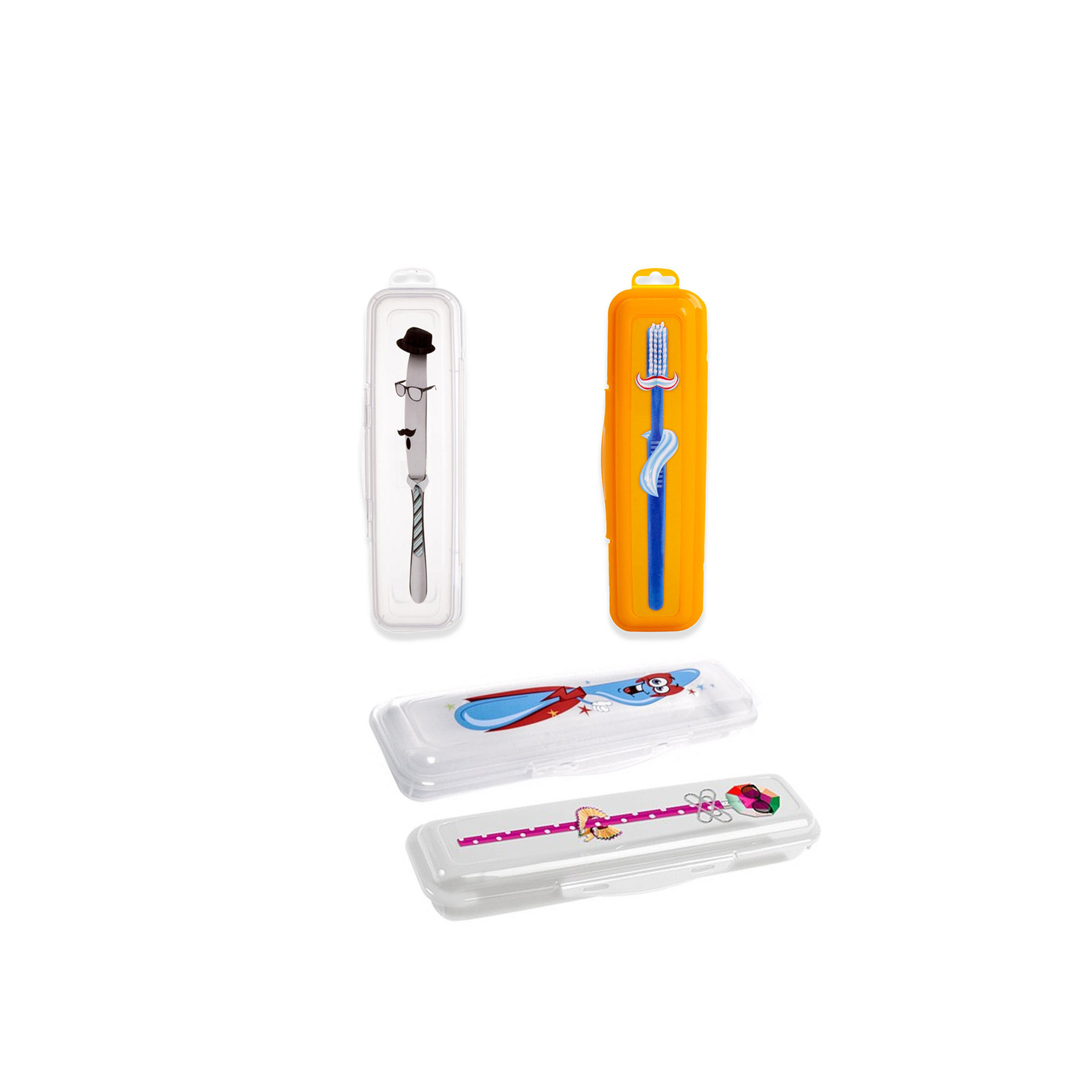 Caixa Porta Lápis Plástico Incolor 23X7X4cm