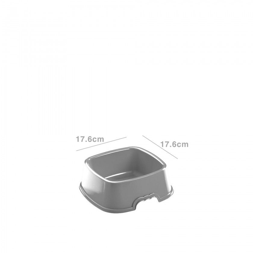 Comedouro Plástico Braco Quadrado Cinzento 750ml 17.6X17.6X5.8cm Comedouro Plástico Braco Quadrado Cinzento 750ml 17.6X17.6X5.8cm