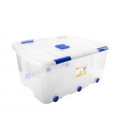Caixa Arrumos com Fechos e Rodas Plstico Incolor 100l 75X30X59cm