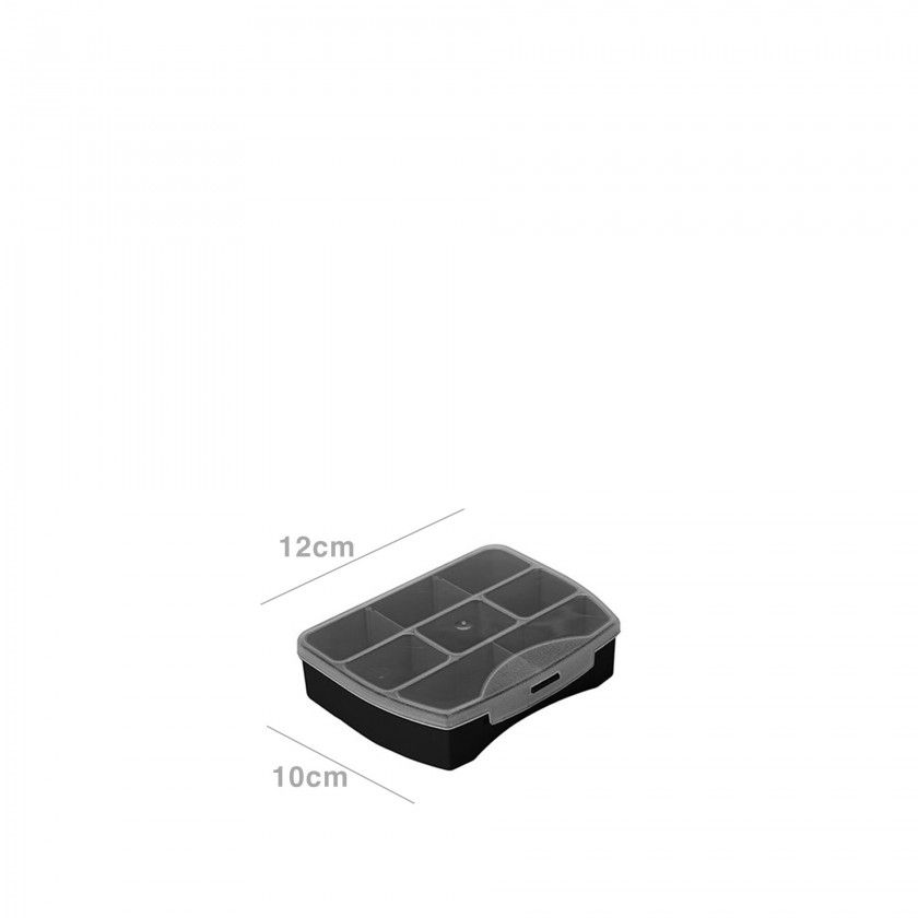Caixa Organizadora Dividida Plástico Preto 12X10X3cm Caixa Organizadora Dividida Plástico Preto 12X10X3cm
