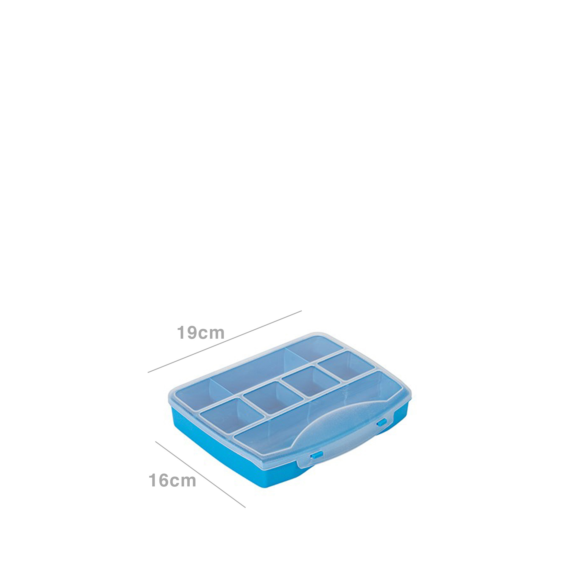 Caixa Organizadora Dividida Plástico Azul 19X16X3.5cm