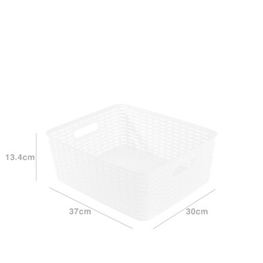 Cesto Multiusos Pl�stico Rattan 12l 37X30X13.4cm Branco