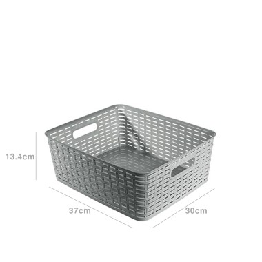 Cesto Multiusos Pl�stico Rattan 12l 37X30X13.4cm Cinza