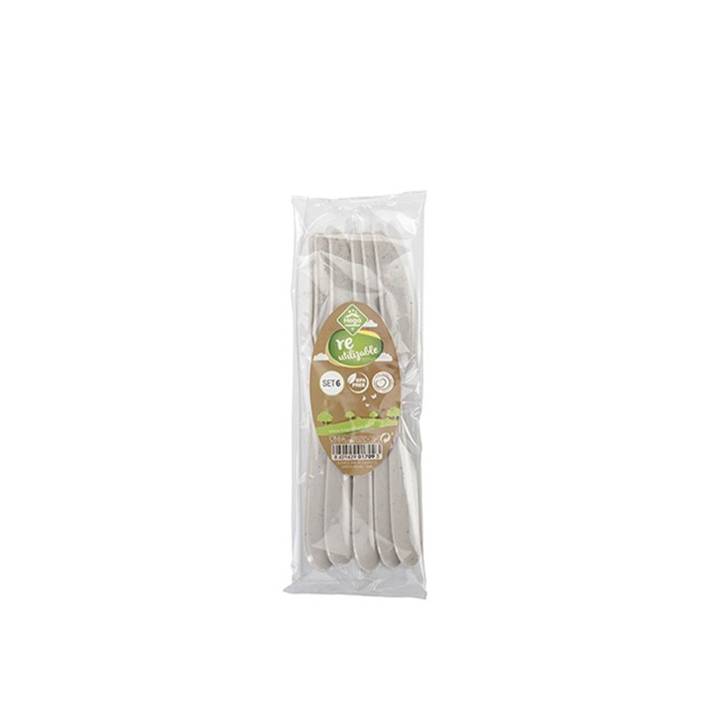 Faca Plástico Gourmet Bege 18.5cm Pack 6