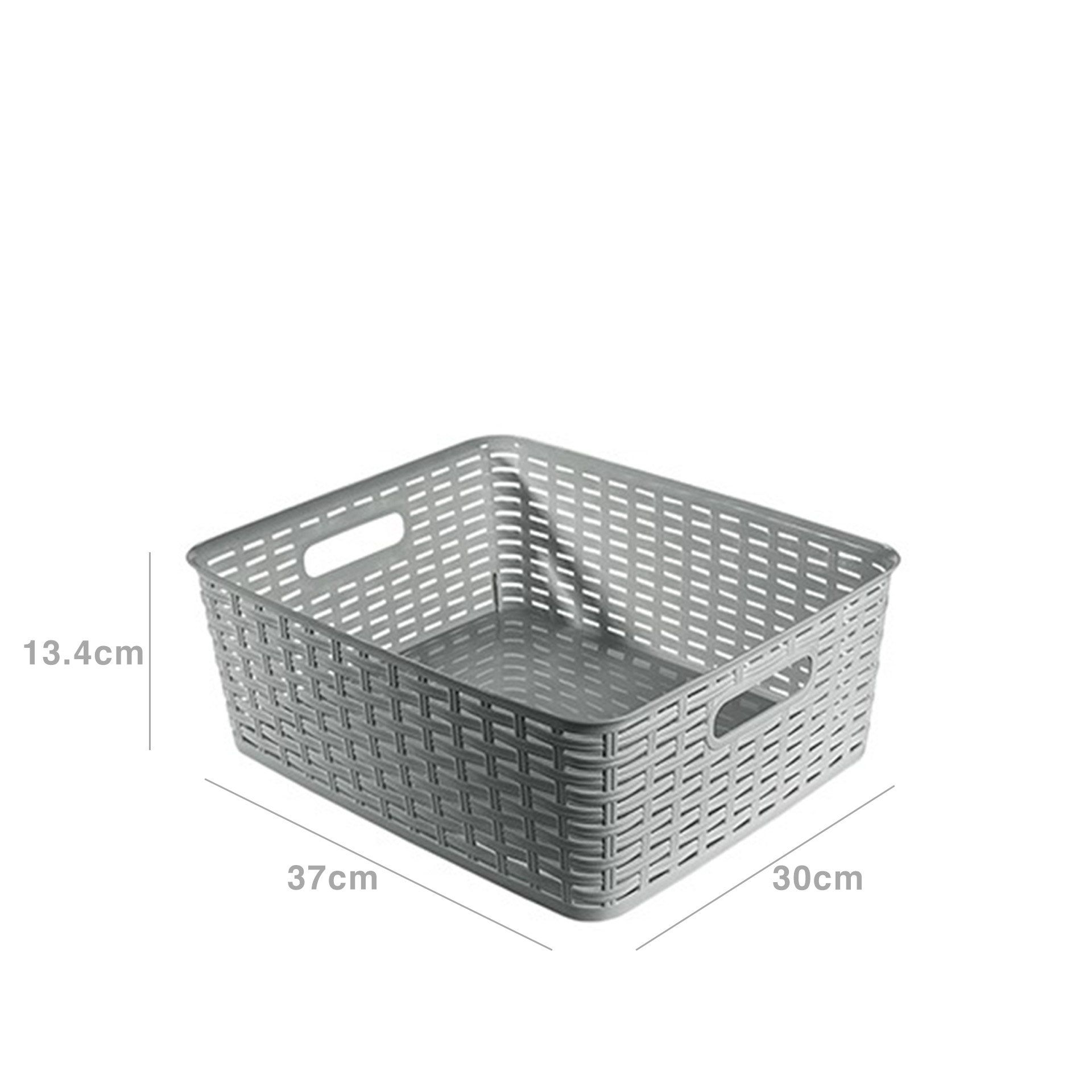 Cesto Multiusos Plástico Rattan 12l 37X30X13.4cm Cinza