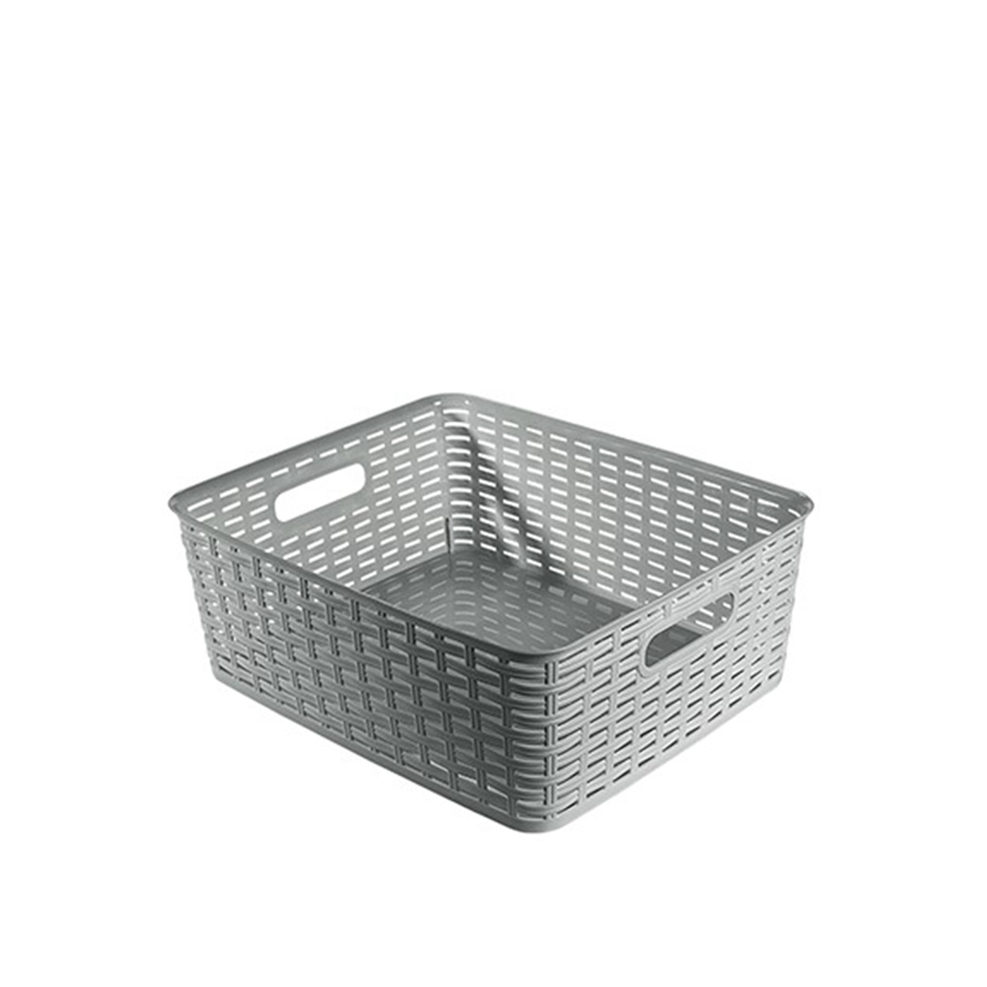 Cesto Multiusos Plástico Rattan 12l 37X30X13.4cm Cinza