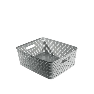 Cesto Multiusos Pl�stico Rattan 12l 37X30X13.4cm Cinza