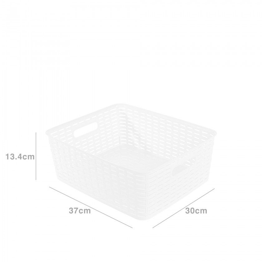 Cesto Multiusos Plástico Rattan 12l 37X30X13.4cm Branco Cesto Multiusos Plástico Rattan 12l 37X30X13.4cm Branco
