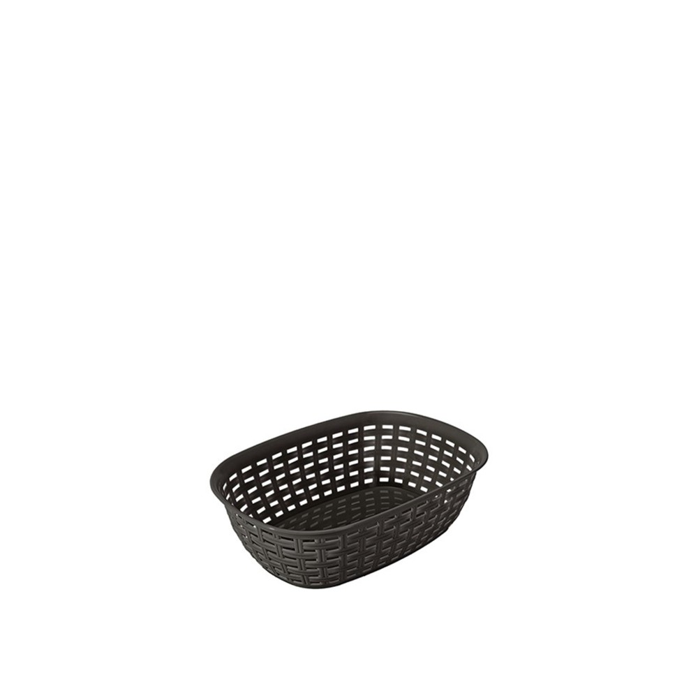 Cesto Multiusos Pl�stico Rattan Oval Castanho 2000ml 18.4X25.6X7.4cm