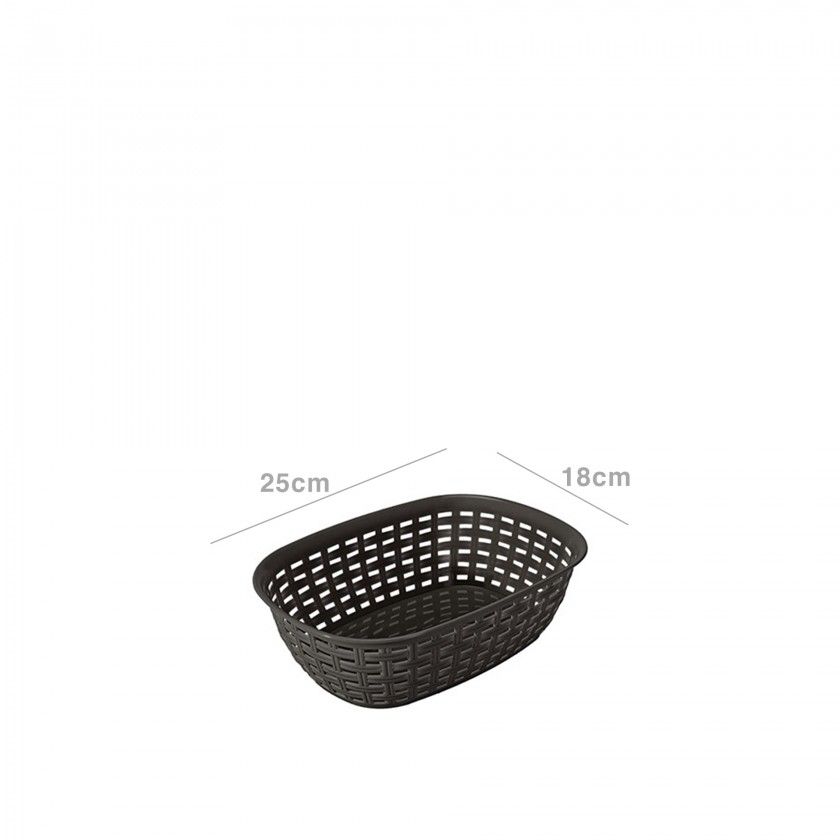 Cesto Multiusos Plástico Rattan Oval Castanho 2000ml 18.4X25.6X7.4cm Cesto Multiusos Plástico Rattan Oval Castanho 2000ml 18.4X25.6X7.4cm