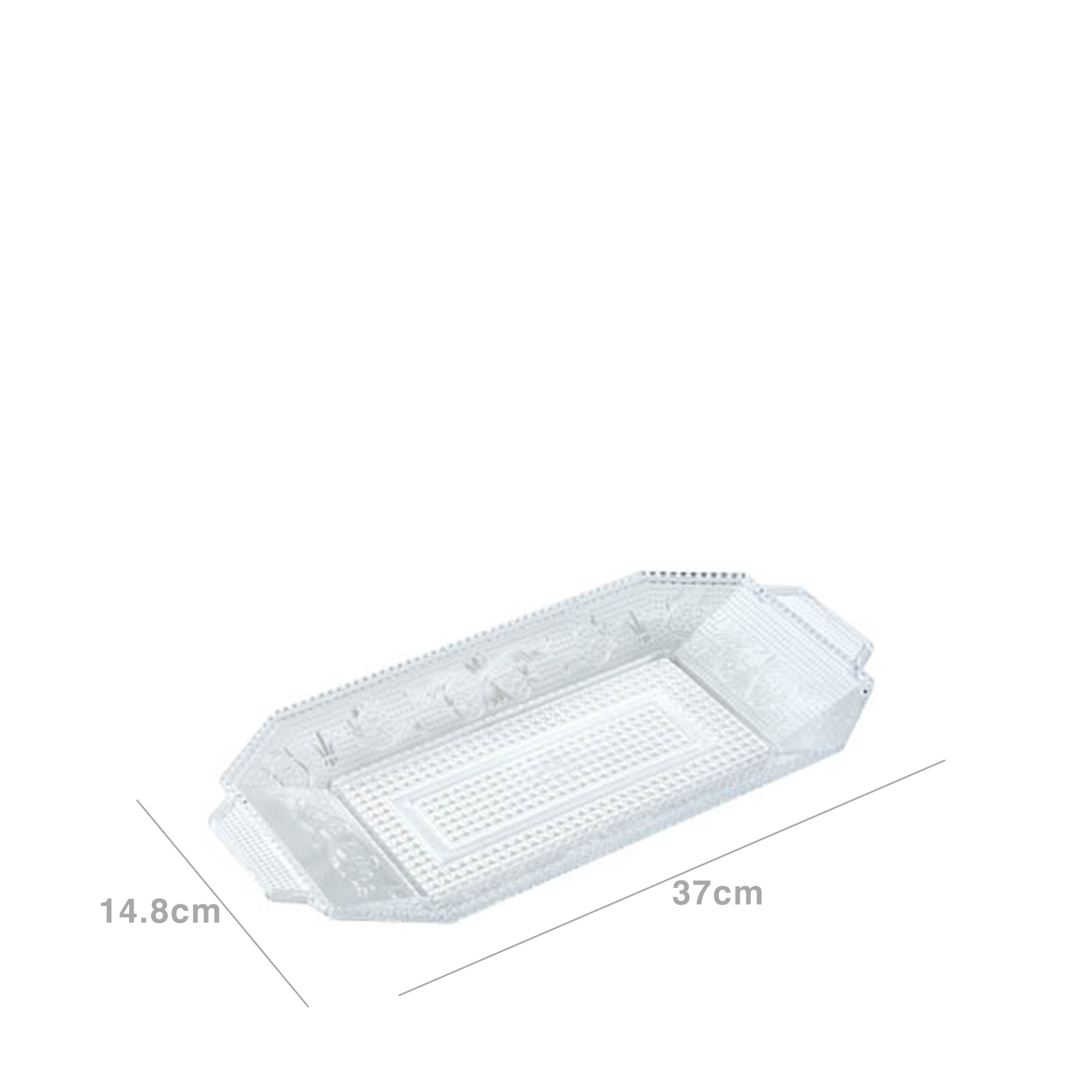 Bandeja Plástica Luxe Retangular Incolor 37X14.8X2.6cm