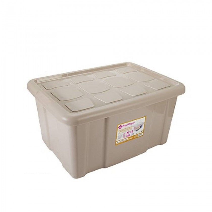 Caixa Arrumos Plstico New Box 60l 61.5X45X29.7cm Bege