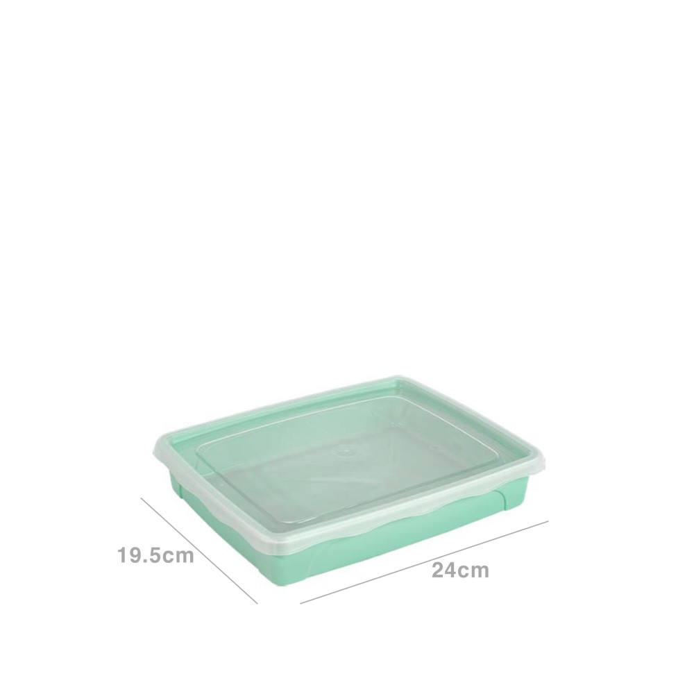 Caixa Hermética Hega Plástico Retangular Verde 1500ml 24X19.5X4.5cm