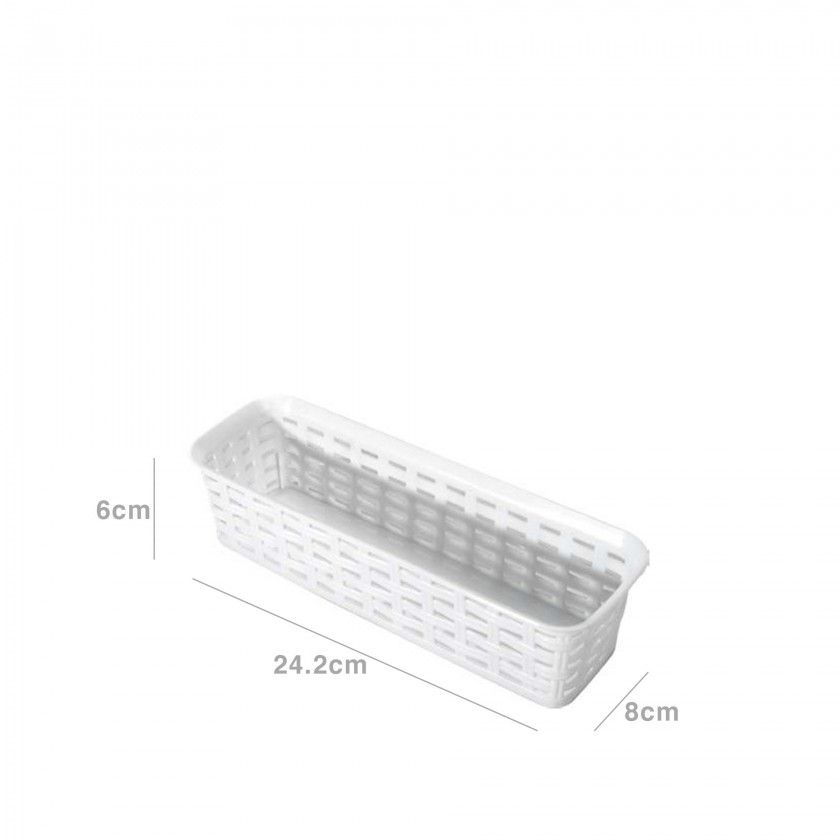 Cesto Multiusos Plástico Rattan Branco 800ml 24.2X8X6cm Cesto Multiusos Plástico Rattan Branco 800ml 24.2X8X6cm