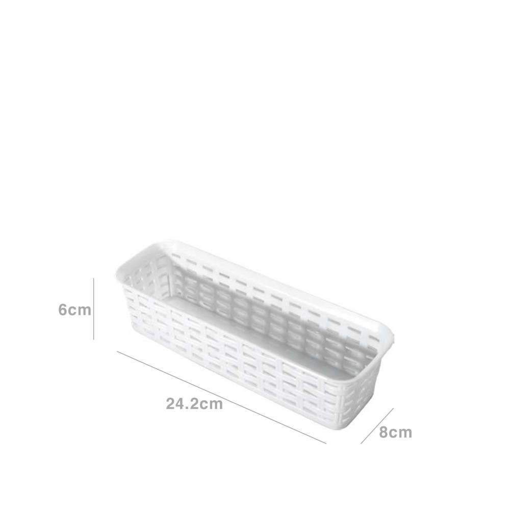Cesto Multiusos Pl�stico Rattan Branco 800ml 24.2X8X6cm