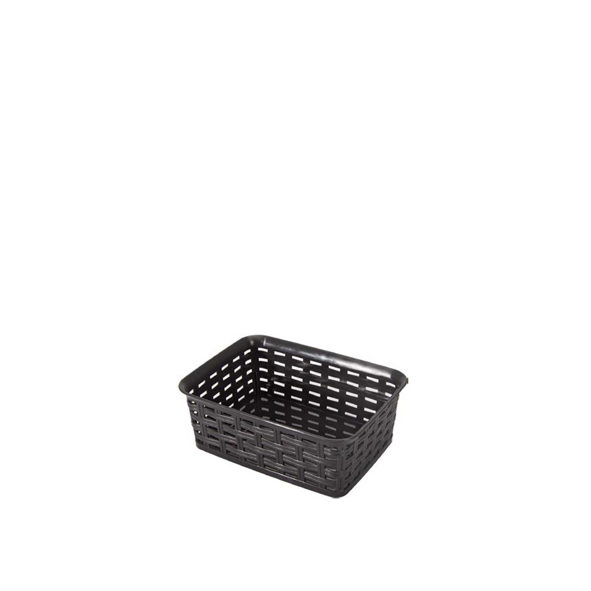 Cesto Multiusos Plástico Rattan Retangular Castanho 900ml 16.5X12X6cm