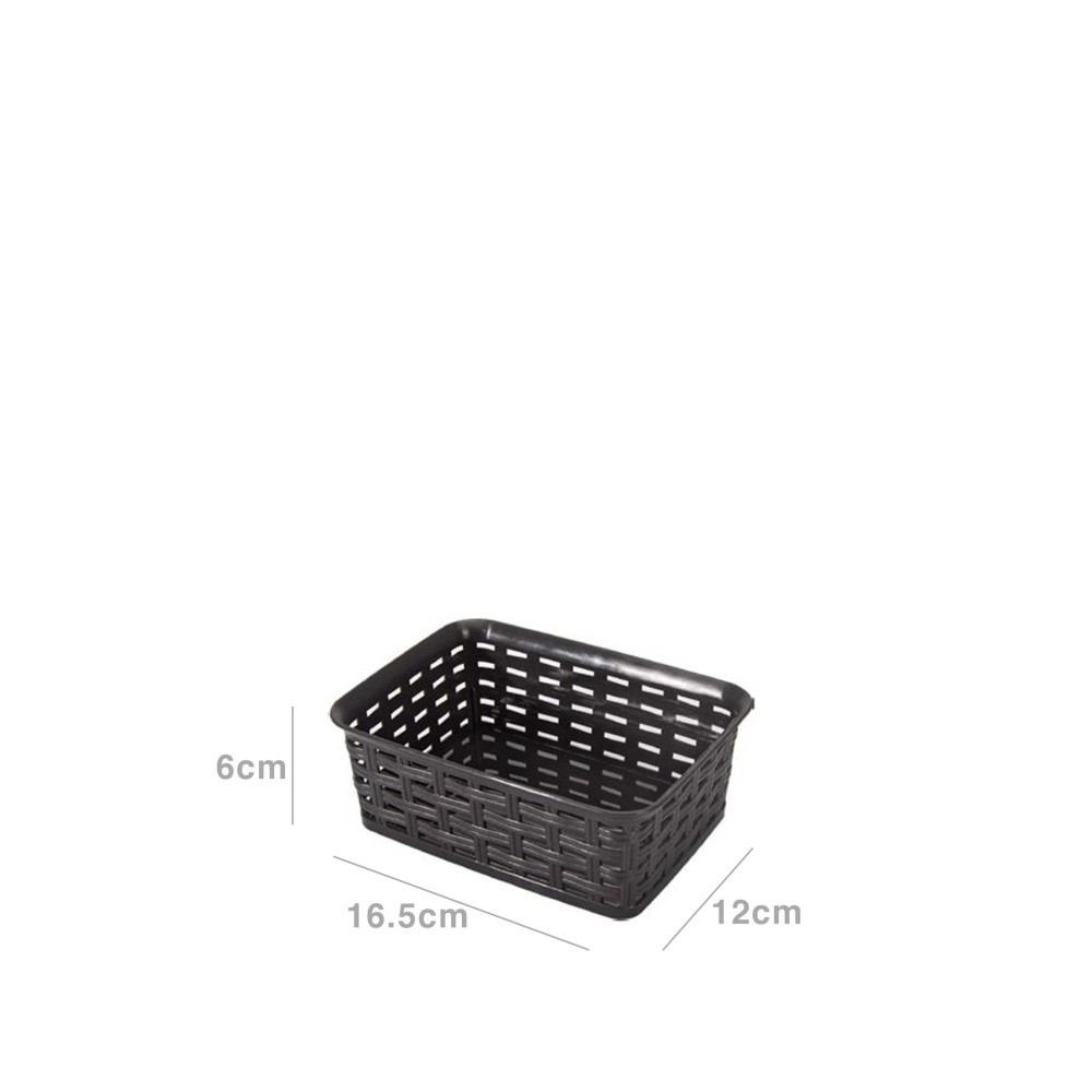 Cesto Multiusos Plástico Rattan Retangular Castanho 900ml 16.5X12X6cm