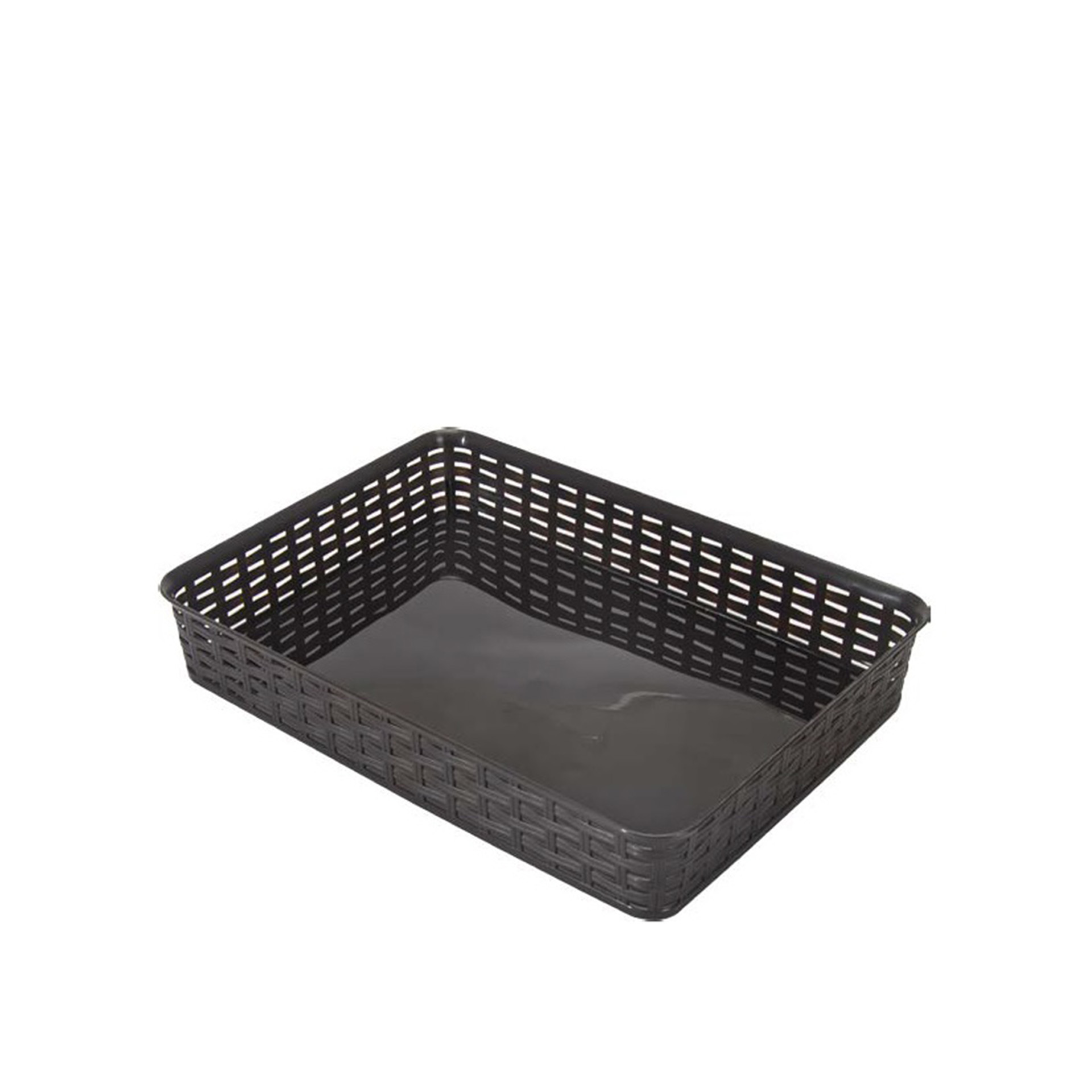Cesto Multiusos Plástico Rattan Retangular Castanho 4500ml 35.8X26X6cm
