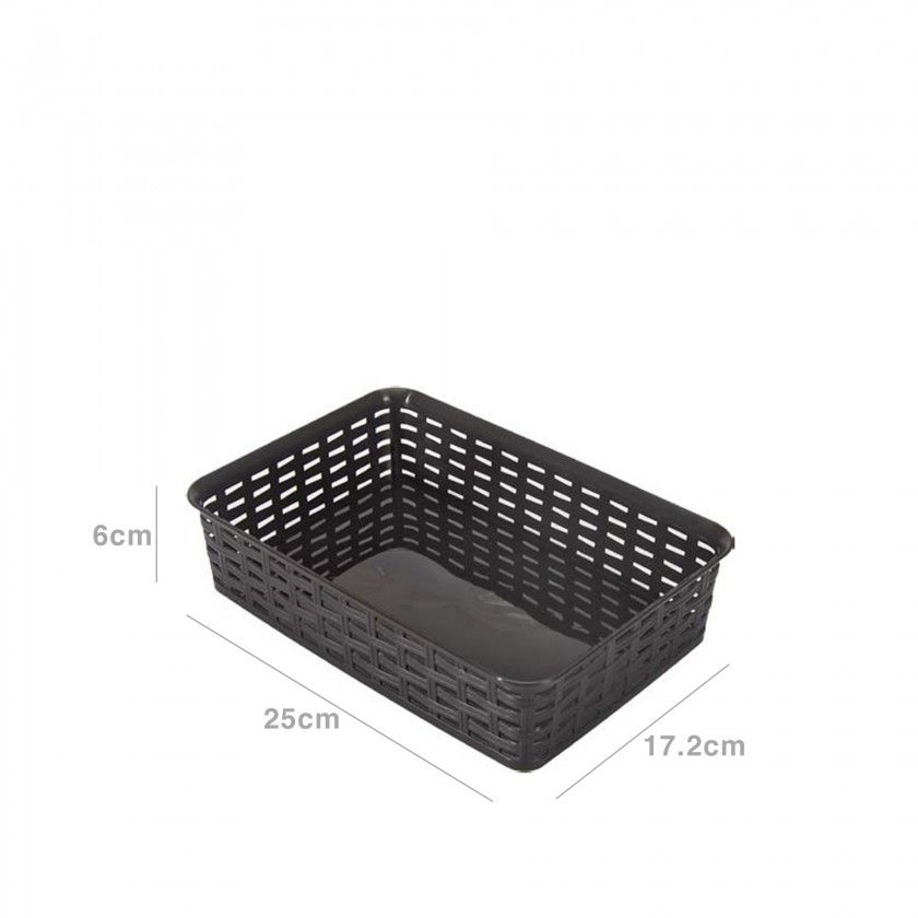 Cesto Multiusos Plástico Rattan Retangular Castanho 2000ml 25X17.2X6cm Cesto Multiusos Plástico Rattan Retangular Castanho 2000ml 25X17.2X6cm