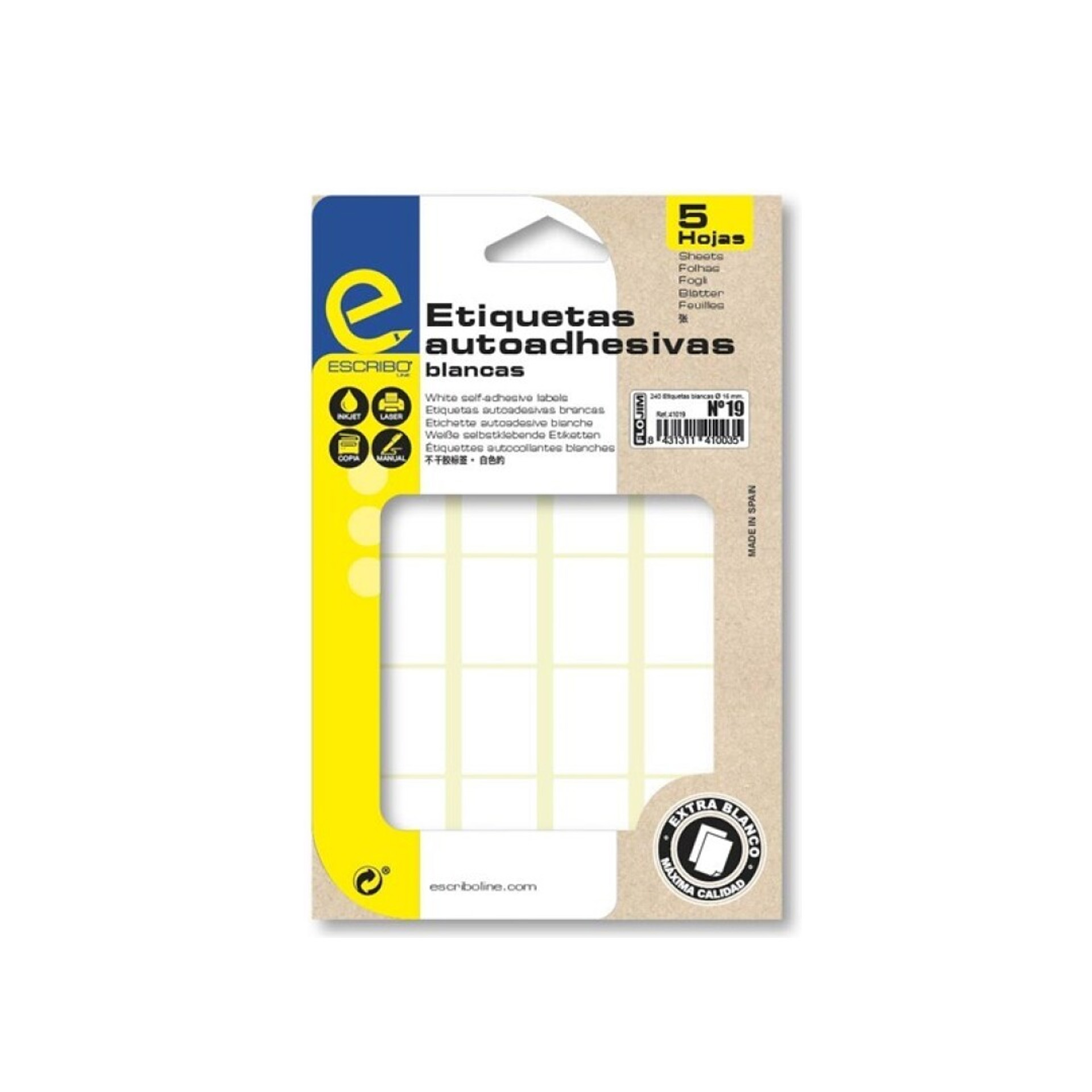 Etiqueta Adesiva Branco 22X31mm Pack 100