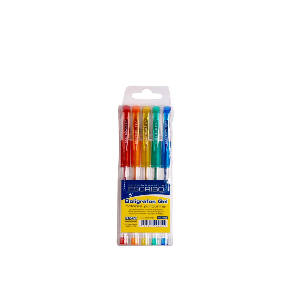 Caneta Gel Purpurina Pack 5 Multicor