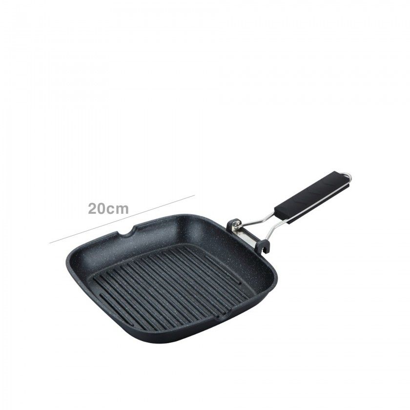 Grelhador Antiaderente Troia Pega Rebatível 20cm Grelhador Antiaderente Troia Pega Rebatível 20cm