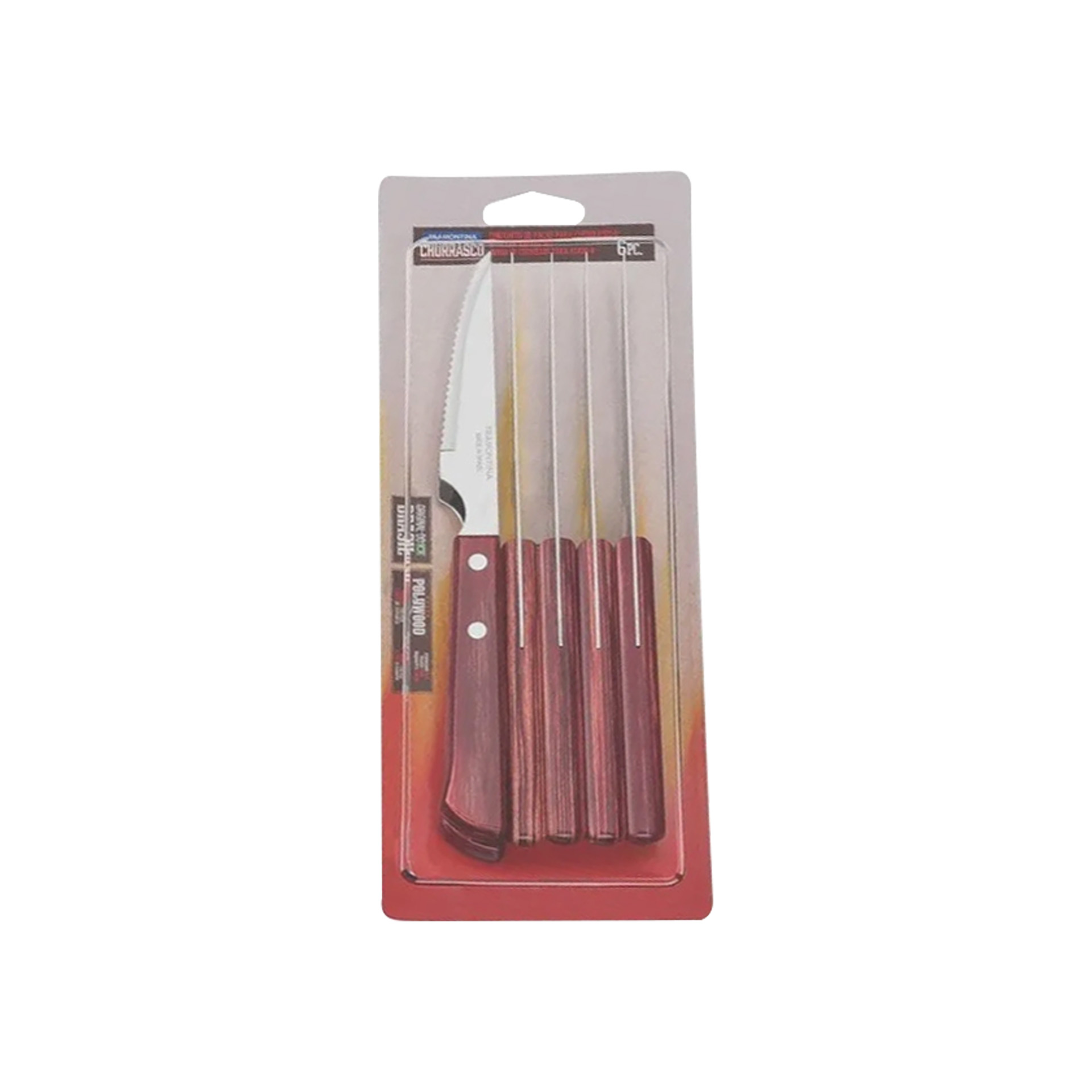 Faca Churrasco Cabo Madeira Polywood Pack 6