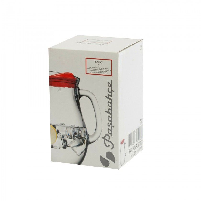 Jarro Vidro Bistro com Asa com Tampa 1000ml