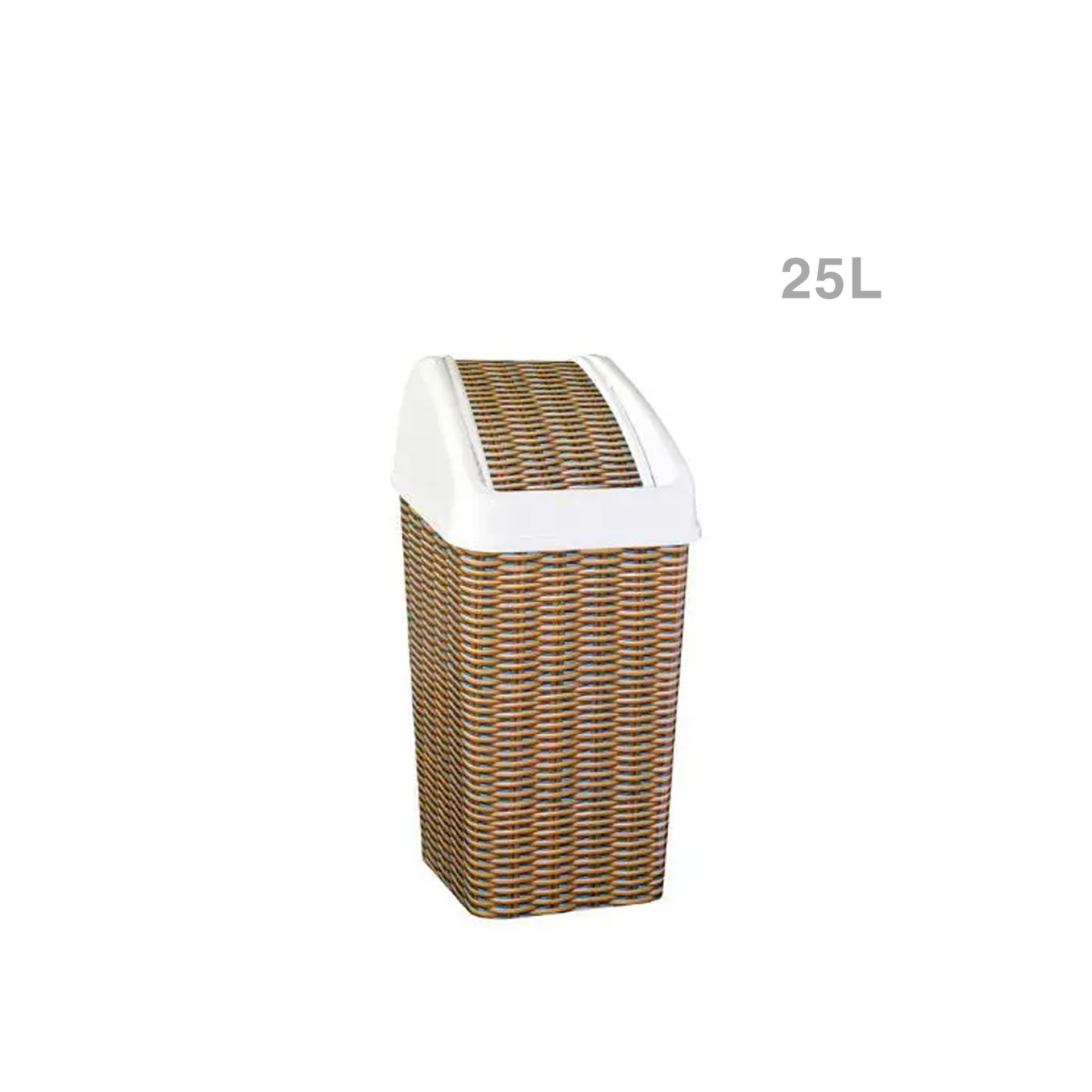 Papeleira com Tampa Basculante Quadrado Castanho 25l