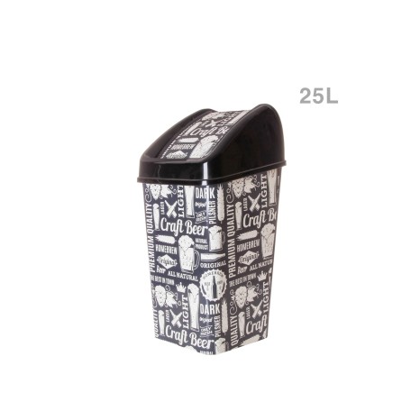 Papeleira com Tampa Basculante Quadrado Preto 25l - Image product