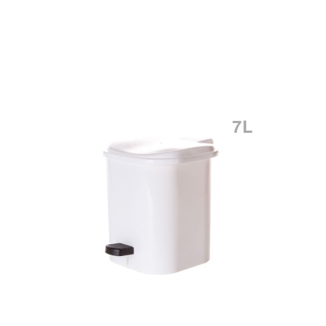 Balde com Pedal Pl�stico Quadrado Branco 7l 19X19X22.5cm - Image product