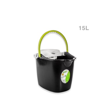 Balde com Espremedor Pl�stico Oval Preto 15l 38X28cm